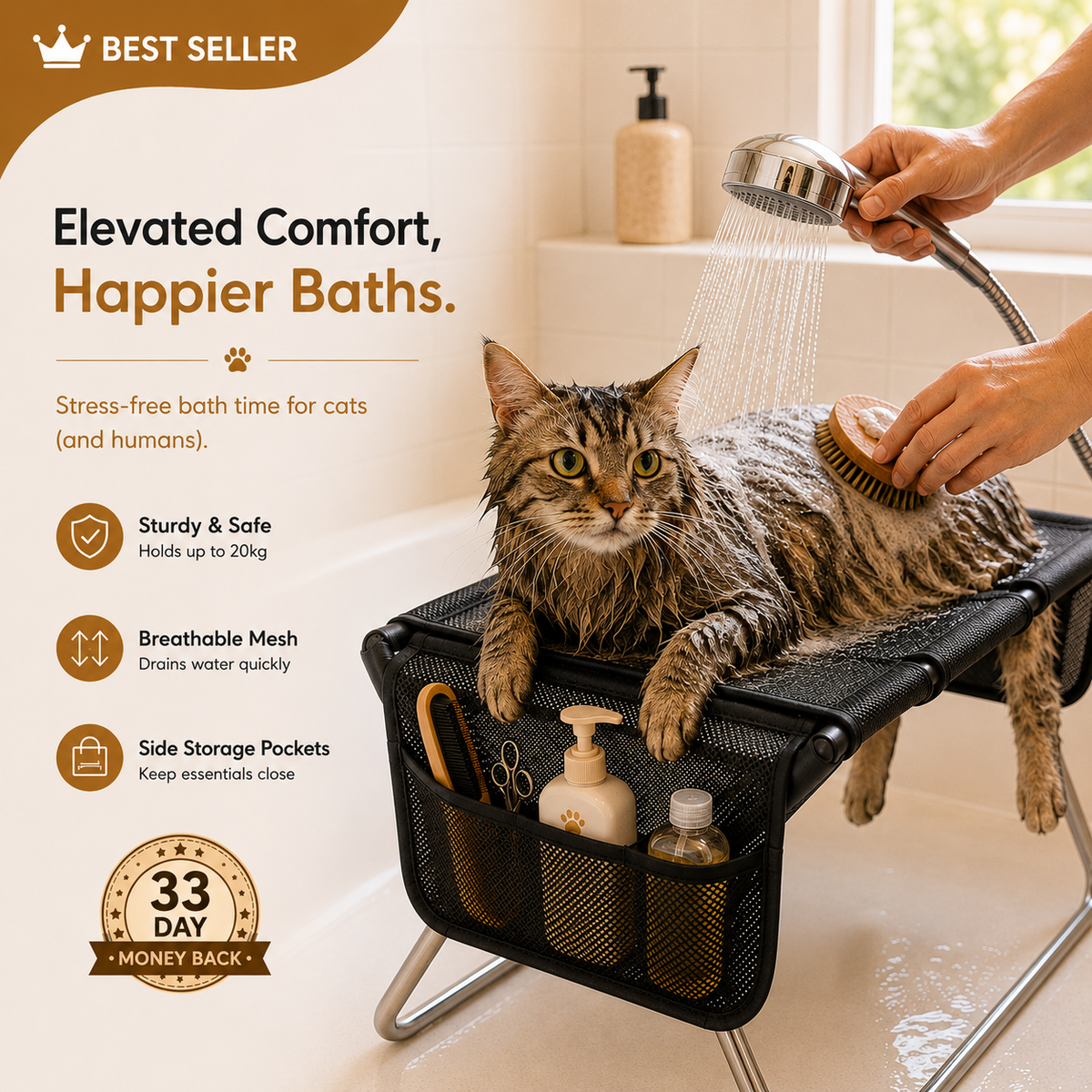 FloofBath™ Cat Bathing & Grooming Table — Upgraded Version