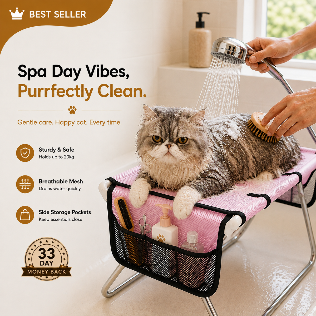 FloofBath™ Cat Bathing & Grooming Table — Upgraded Version