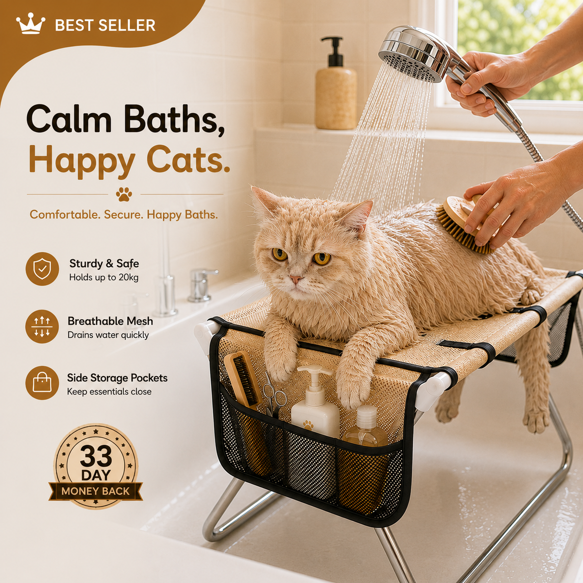 FloofBath™ Cat Bathing & Grooming Table — Upgraded Version